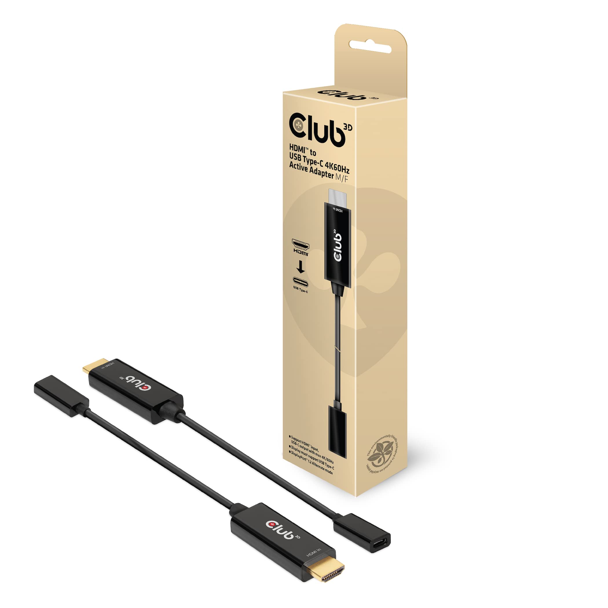 Club 3D HDMI Male オス to USB Type C Female メス アクティブ アダプタ 4K@60Hz (CAC-133