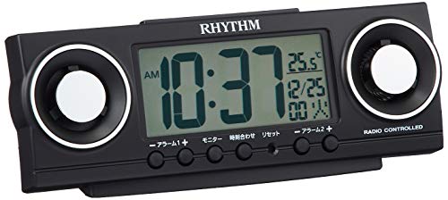リズム(RHYTHM) 大音量 目覚まし時計 電波時計 デジタル 20種音 & ダブル アラーム 黒 フィットバトラージューク 8RZ177SR