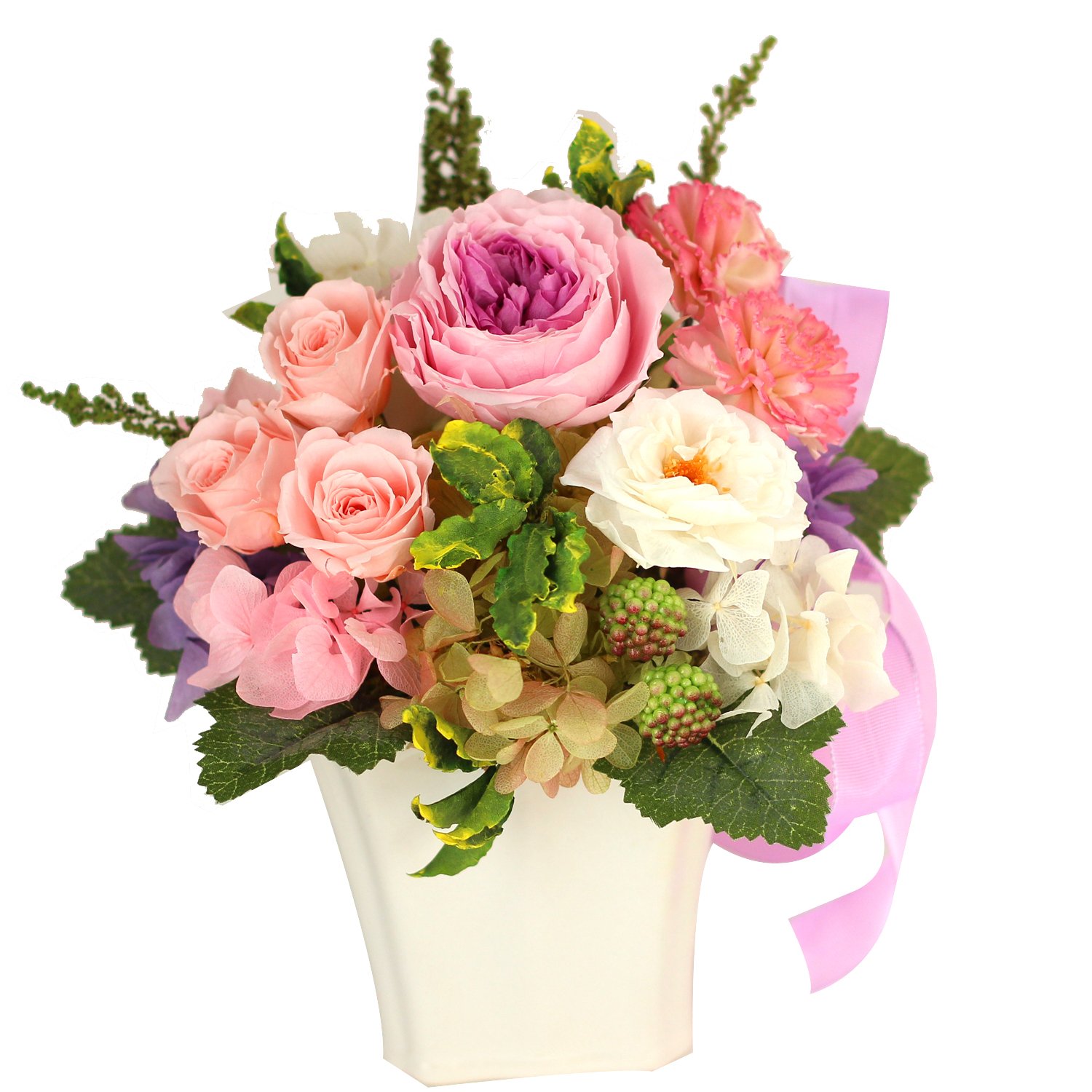 Azurosa(アズローザ) プリザーブドフラワー ギフト 母の日のプレゼント人気 枯れない花 オールドローズ ミニバラ ガーデンローズ アジサ