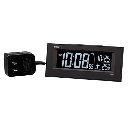 セイコークロック(Seiko Clock) 置き時計 01:黒 本体サイズ:6.4×15.4×3.9cm 目覚まし時計 電波 交流式 デジタル
