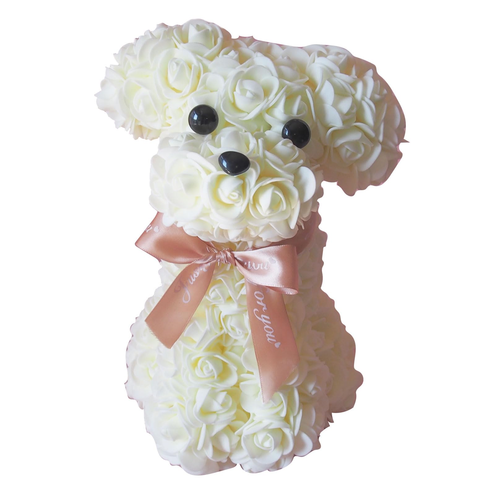 フラワードッグ1個 トイプードル トイプー ローズ犬 薔薇 バラ 造花 犬のぬいぐるみ 誕生日 お礼 お祝い 母の日のプレゼント お座りプード