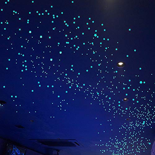 Glow in The Dark Stars Decals Decor for Ceiling 633 Pcs Realistic 3D Sti