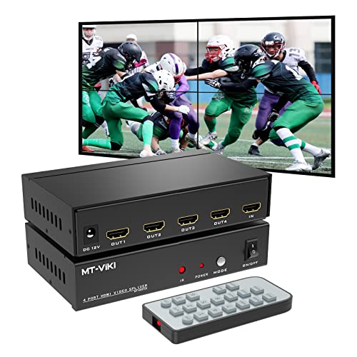 ・ブラック Video Wall Controller 2x2 VC-HD0104・・Size:Video Wall Controller 2x2・大画面接続：HDMI1入力4出力に対応したビデオウォールコントローラー 2x2です。主な機能は、完全なHDMI HD画像信号を4つに分割し、リアプロジェクションユニット、LCDテレビなどの4つのビデオ画面に分配することです。HDMI HDビデオディスプレイ4台で構成される大型動画画面を構成しています。・シームレス 4K UHD出力：最大4K@30Hzの出力解像度に対応し、1080p/720などの下位互換性にも持っています。 PC、ノートパソコン、DVDプレーヤー、PS3/4と互換性があり、すべて完璧な信号源になります。・繋ぎ方法&高性能：このビデオウォールプロセッサーは様々な繋ぎ方法があります。2X1/3X1/4X1/1X2/1X3/1X4/2X2に対応します。過電流保護、安定した性能の12V電源を使用したビデオウォールコントローラーです。干渉や腐食に強い金属製で、側面に放熱孔が密集しているため、効果的に放熱し、機械の性能を