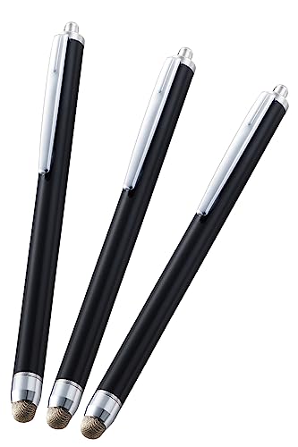 エレコム タッチペン スタイラスペン 3本入り 導電繊維 クリップ付 【 スマホ タブレット iPhone iPad など各種対応】 ブラック