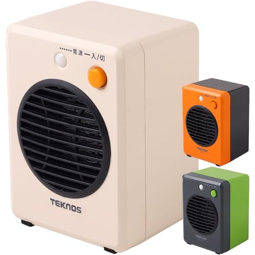 TEKNOS モバイルセラミックヒーター 【 300W 小型 卓上 DCモーター搭載 電気ファンヒーター 】 転倒防止OFF機能付き セラミック