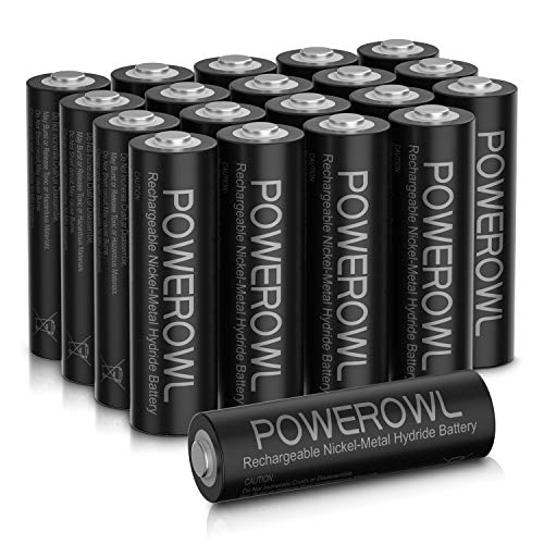 Powerowl単3形充電式ニッケル水素電池20個パック PSE安全認証 自然放電抑制 環境保護(2800mAh 約1200回循環使用可能