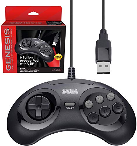 Retro-Bit ͥ USBȥ顼 6ܥ ɥѥå Sega Genesis MiniPCMacSt