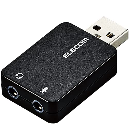 ・直挿し USB-AADC01BK・・Color:直挿し・オーディオ出力用φ3.5mmステレオミニジャック(3極、4極 両対応)とマイク入力用3極φ3.5mmミニジャックの2つの端子を搭載しています。・ヘッドホン端子とマイク端子が分離した従来のパソコン用ヘッドセットに加え、スマホ用4極φ3.5mmミニプラグ(CTIA規格)のマイク付きイヤホンにも対応しています。・マイク端子がないパソコンでも、パソコン用のヘッドセットおよびスマホ用のマイク付イヤホンを使用できます。・ノートパソコン、デスクトップパソコンおよび音声出力対応USB端子を搭載したゲーム機に接続することでヘッドホン、ヘッドセット、スピーカー、マイクなどが使えます。・中音域を明瞭に伝えるチューニングによって、環境ノイズを抑えたクリアな音声を通話相手に伝えることを可能にします。説明 【 仕様 】 ■ 対応機種:USB2.0-A端子搭載のWindowsパソコン、Mac、ゲーム機(PS5、PS4、PS3) ■ コネクタ形状:USB2.0 Standard-Aオス- φ3.5mmステレオミニジャック×1(音声出力)+φ3.5mmミニジャック×1(マイク入力) ■ 音声出力:φ3.5mmステレオミニジャック(3極、4極 両対応) ■ マイク入力:φ3.5mmミニジャック(3極) ■ 外径寸法(幅×高さ×厚み):本体ケース部分 約25mm×約35mm×約10mm ■ サンプリング周波数:44.1kHz/48kHz ■ 再生帯域:20Hz~20kHz ■ カラー:ブラック ■ パッケージ形態:ブリスター+紙台紙 【 説明 】 ■ オーディオ出力用φ3.5mmステレオミニジャック(3極、4極 両対応)とマイク入力用3極φ3.5mmミニジャックの2つの端子を搭載しています。 ■ ヘッドホン端子とマイク端子が分離した従来のパソコン用ヘッドセットに加え、スマホ用4極φ3.5mmミニプラグ(CTIA規格)のマイク付きイヤホンにも対応しています。 ■ マイク端子がないパソコンでも、パソコン用のヘッドセットおよびスマホ用のマイク付イヤホンを使用できます。 ■ ノートパソコン、デスクトップパソコンおよび音声出力対応USB端子を搭載したゲーム機に接続することでヘッドホン、ヘッドセット、スピーカー、マイクなどが使えます。 ■ 中音域を明瞭に伝えるチューニングによって、環境ノイズを抑えたクリアな音声を通話相手に伝えることを可能にします。 ■ サウンドカードやドライバは不要で、USBポートに差し込むだけの簡単接続です。 ■ USBポートに接続することで、パソコン内部のノイズの影響を受けにくいデジタル伝送が可能です。 ※ 使用機器のUSBポートの配置によっては、本製品が周囲のポートに干渉する場合があります。 ■ 当製品はIC搭載のアクティブタイプです。 【商品に関するお問い合わせ】 エレコム総合インフォメーションセンター TEL. 0570-084-465 FAX. 0570-050-012 受付時間 / 10:00~19:00 年中無休