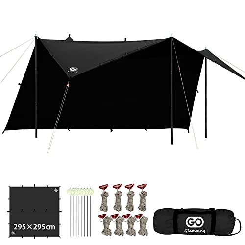 GOGlamping HENGEN+スクエアタープTC 正方形タープ ポリコットン 焚き火可 【19箇所ループ・特殊防水テープ付き】500mm耐