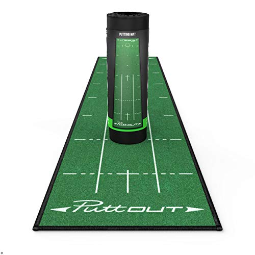 (Green) - PuttOut Pro Golf Putting Mat - Perfect Your Putting (2.4m x 0.