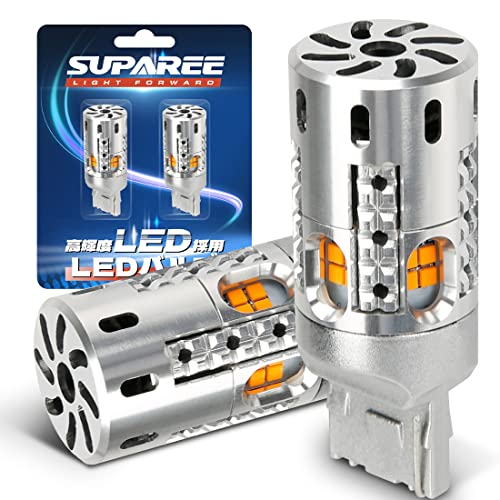 SUPAREE T20 ピンチ部違い LED ウインカー 純正交換 冷却ファン付き 抵抗内蔵 ステルス仕様 無極性 DC12V車用（ハイブリッド 1