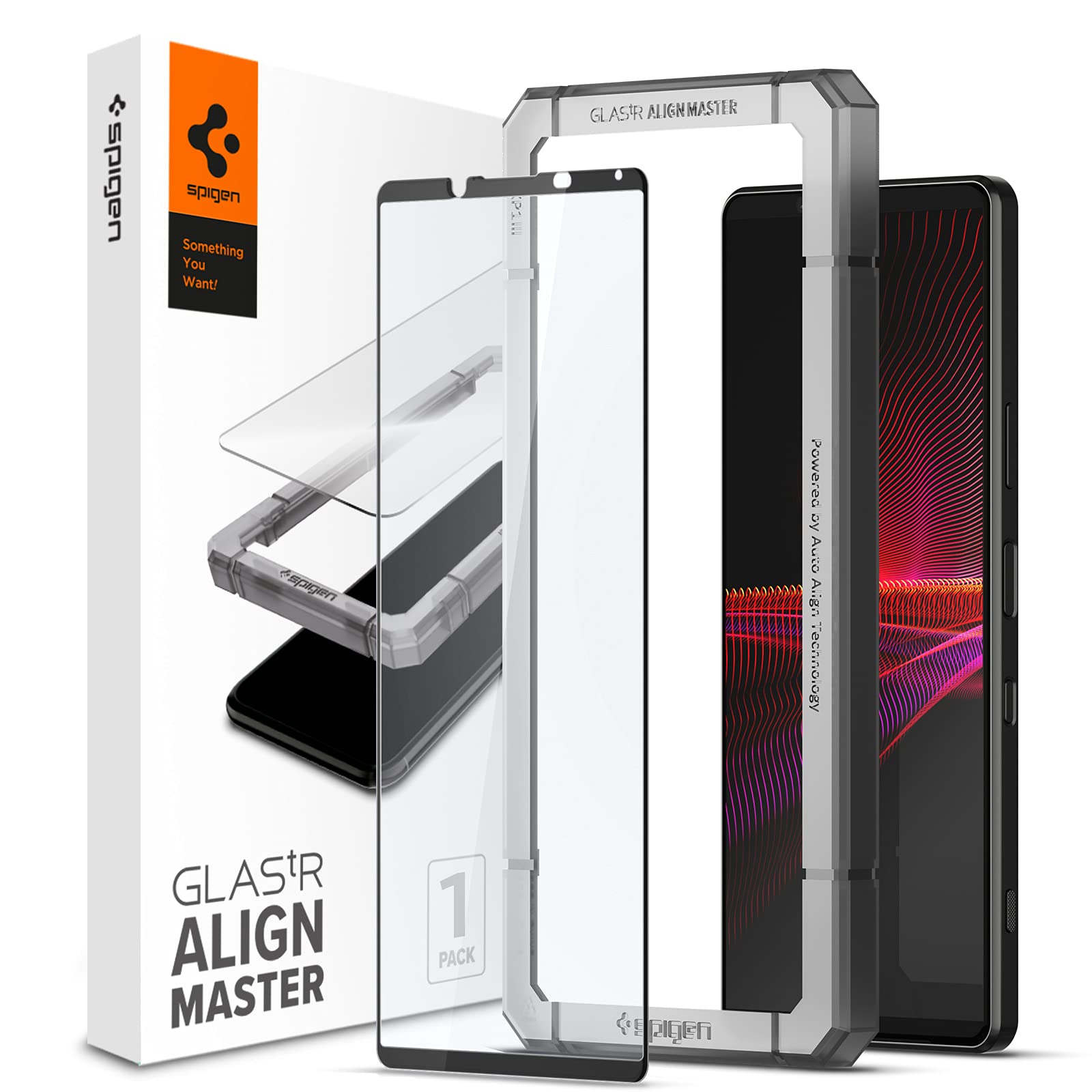 Spigen AlignMaster 全面保護 ガラスフィルム Sony Xperia 1 III 用 ガイド枠付き ソニー Xperia 1