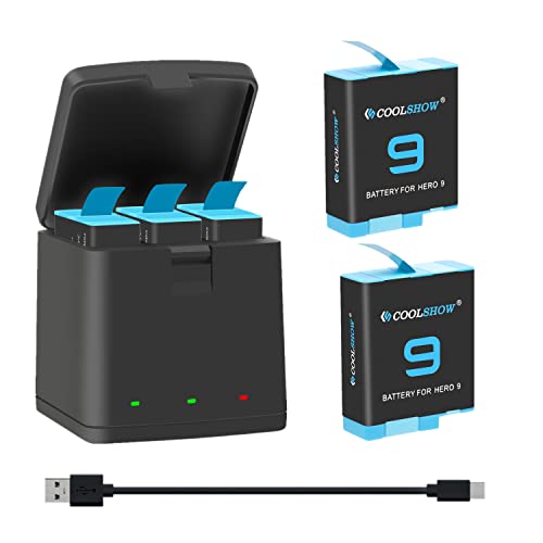 COOLSHOW GoPro Hero 9/Hero 10/Hero 11/Hero 12 obe[ 2*1800mAh obe[ Go