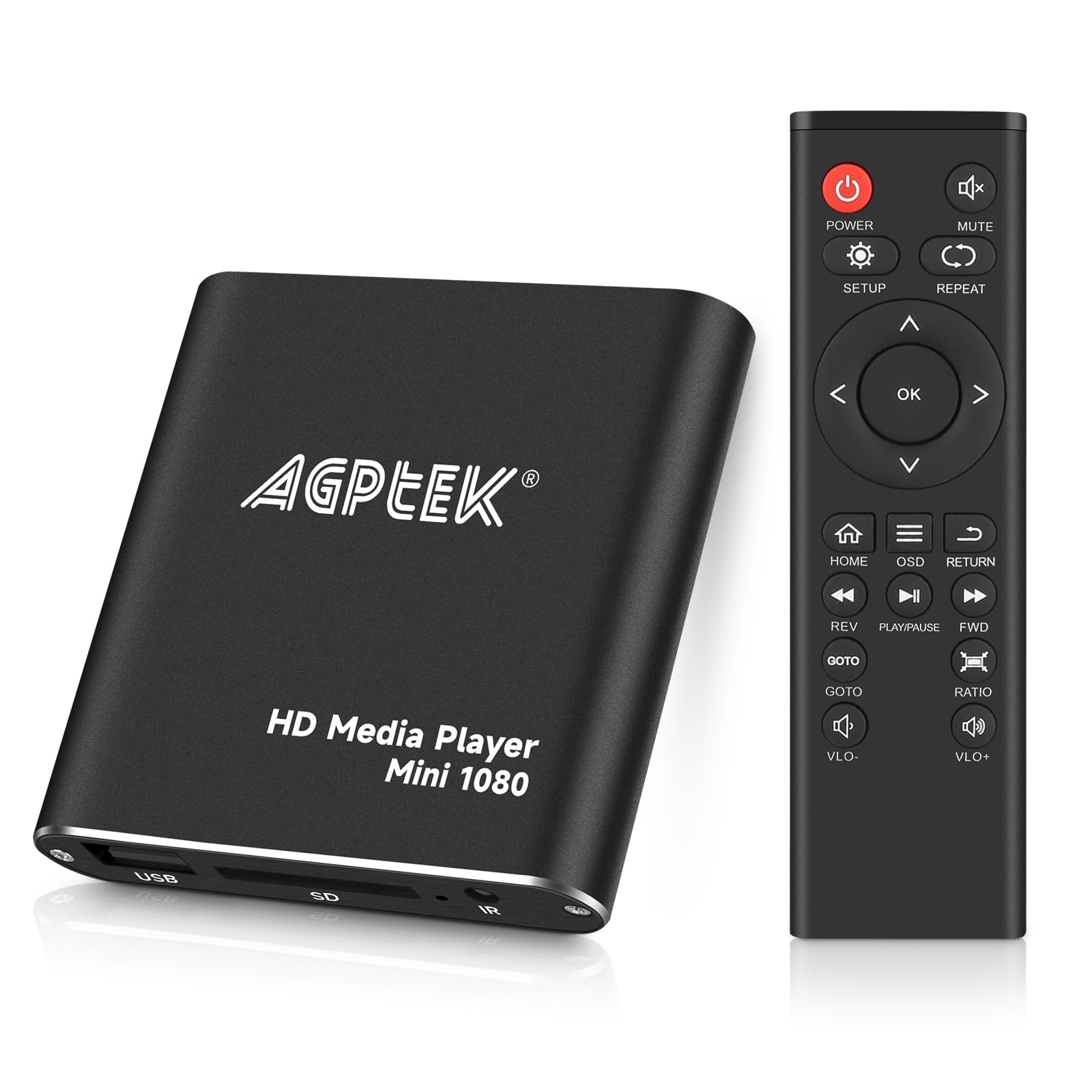 AGPTEK HDMIメディアプレーヤー、-MKV/RM- HDDUSBドライブおよびSDカード用のブラックミニ1080pフルHDウルトラHDM