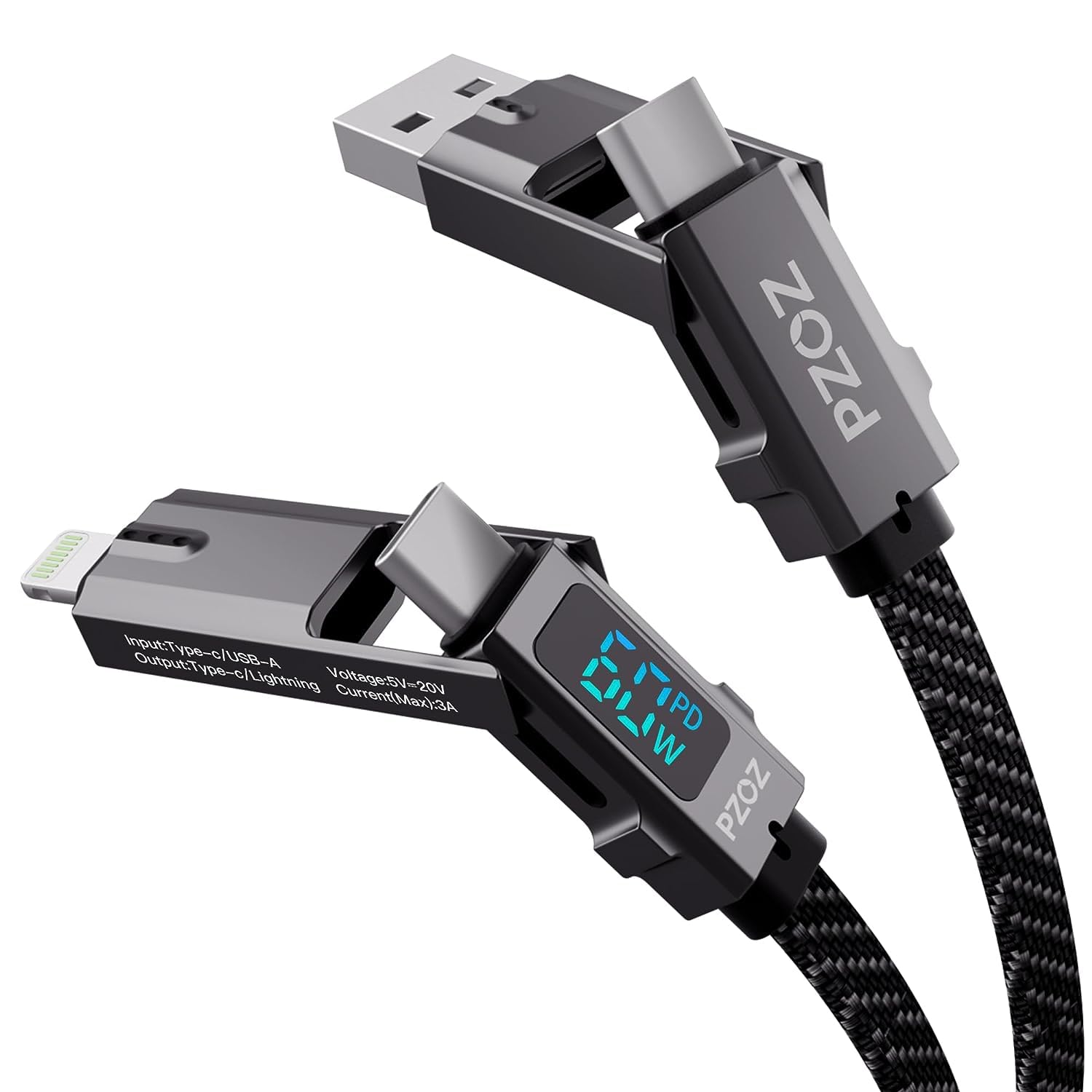 PZOZ 4in1 LEDǥץ쥤 1.5M б60W ֥ USB C to USB C/c to 饤ȥ˥/USB
