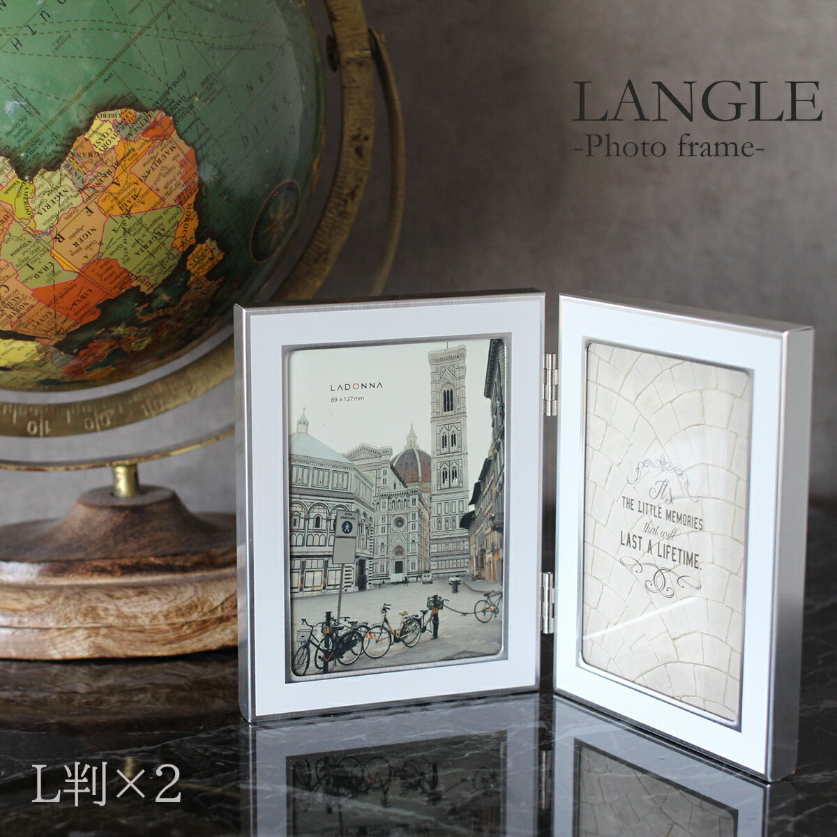 フォトフレーム 写真立て L判 2面 ピンクゴールド シルバー おしゃれ インテリア ペア 複数 縦置き ウェルカムスペース プレゼント ギフト リビング 結婚式 記念日 モダン かわいい リビング 玄関 お祝い