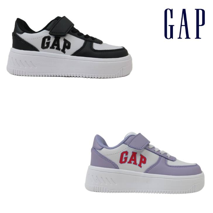 GAP ギャップ GPK52317ホワイト/ブラック ホワイト/パープルジュニア キッズ スニーカー シューズ 運動靴 2E幅 マジックテープ ベルクロ コート...