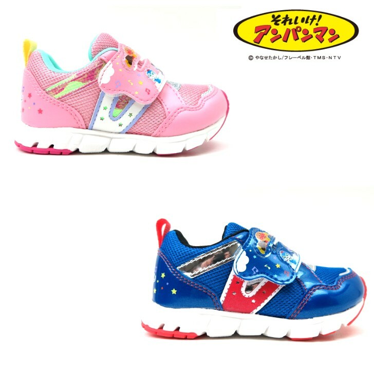 【ブルーのみ】それいけ！アンパンマン AP C170 ピンク ブルースニーカー キッズ ジュニア 子供 靴 抗菌 防臭女の子 男の子 ベルクロ マジックテープムーンスター moonstar ドキンちゃん キンちゃん