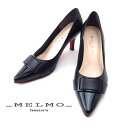 メルモ MELMO メルモ ML7782 B/ ブラックコンビバックルモチーフ ポインテッドトゥパンプス7.5cmヒール レディースパンプス 仕事 通勤