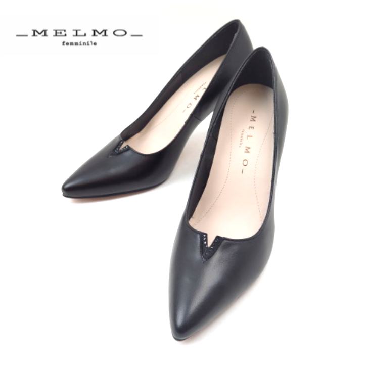 MELMO メルモML7976 ブラック(B)レディース ポインテッドトゥ ピンヒール 日本製 おすすめ 定番 仕事 通勤 オフィス