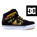 DC SHOE ユースピュアハイトップ SH EV SNDK214007 BK/BK/イエロー(XKKY)ジュニアキッズスニーカー マジック ハイカットダンスシューズ ディーシィーシューズ 男の子 女の子タイガースカラー(4)