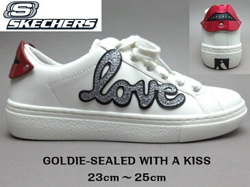 SKECHERS GOLDIE SEALED WITH A KISS 73859キスマーク グリッター レースアップレディース スニーカー ウィメンズ スポーツかわいい タウンユース デイリーユース 通勤 通学 学生 ホワイト(WHT)23cm 23.5cm 24cm 24.5cm 25cm