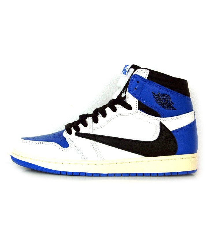 【新入荷】 ナイキ NIKE × トラヴィス スコット Travis Scott × フラグメント Fragment ■ 【 AIR JORDAN 1 HIGH Military Blue DH3227 105 】 エア ジョーダン 1 ハイ ミリタリー ブルー スニーカー ホワイト×ブルー×ブラック サイズ26.5cm 30812 【中古】