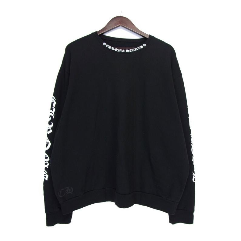 クロムハーツ CHROME HEARTS ■ 【 SWTSHRT PLVR 】 ネック アーム ロゴ スウェット クルーネック トレーナー ブラック サイズL 32656 【中古】