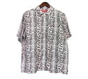 【新入荷】 シュプリーム Supreme ■ 24SS 【 Snake S/S Shirt 】 スネーク 半袖 シャツ ピンク×ブラック サイズM w18652 【中古】