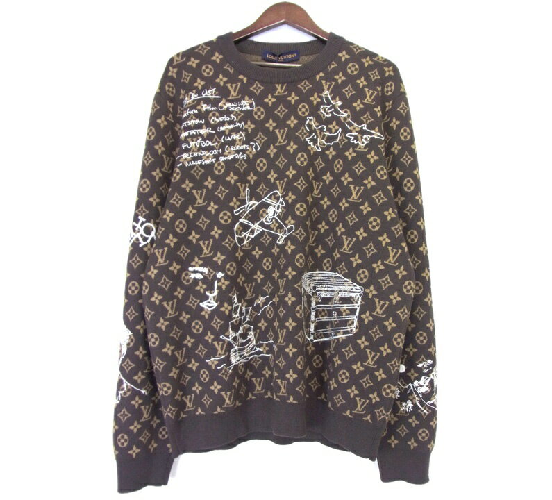 【新入荷】 ルイヴィトン LOUIS VUITTON ■ 23AW 【 RM232 ZLL HPW95W 】 モノグラム 総柄 クルーネック ニット トレーナー ブラウン サイズXXL n5678 　【中古】