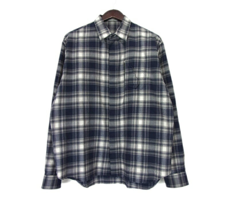  ディオール Dior ■ 20SS  チェック柄 サイド ジップ ポケット 長袖 シャツ ネイビー サイズ39 n5801