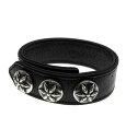 クロムハーツ CHROME HEARTS 【 3BTN 2SNP 】 3ボタン 2スナップ スター ボール レザー ブレスレット ブラック×シルバー 38752...
