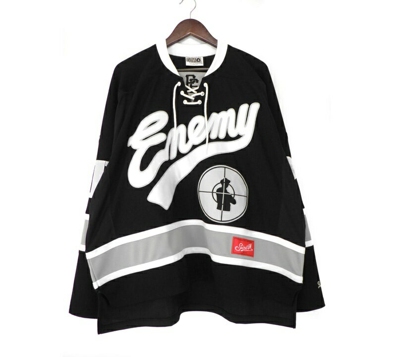 セントマイケル SAINT MICHAEL × パブリックエネミー PUBLIC ENEMY 24AW 【 PE GAME SH ENEMY 】 パブリックエネミー 長袖 ゲームシャツ ブラック×ホワイト サイズOS w23013【中古】