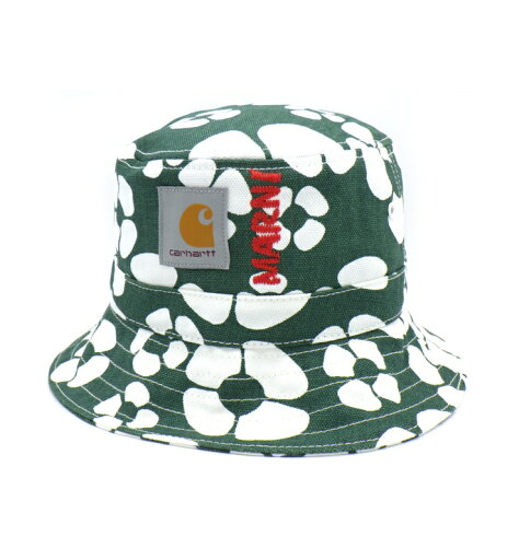 マルニ MARNI × カーハート Carhartt 23SS 花柄 コットン バケット ハット グリーン サイズM/L w23577【中古】 マルニ MARNI × カーハート Carhartt 23SS 花柄 コットン バケット ハット グリーン サイズM/L w23577【中古】