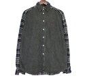 ディーゼル DIESEL × ティンバーランド VES TIMBERLAND 【 shirt dieseloves 5a 】 ロゴ 刺繍 ドッキング チェック シャツ ブラック×ネイビー サイズL w23736【中古】