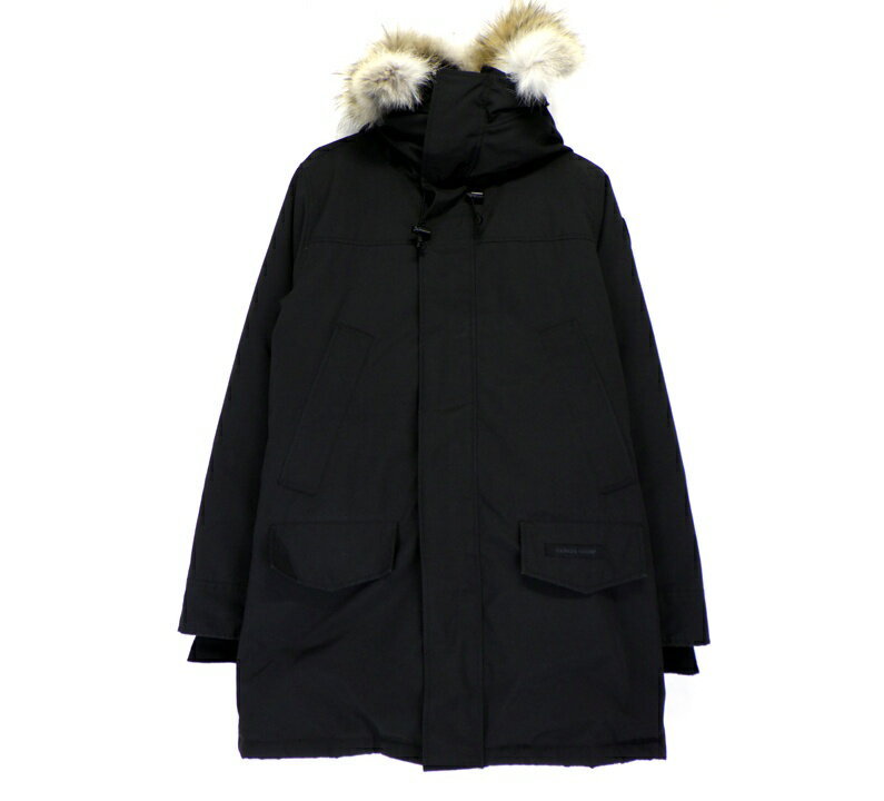 カナダグース CANADA GOOSE 【 BLACK LABEL LANGFORD PARKA 3420400081 2062MB 】 ロゴ パッチ 刺繍 ダウン ジャケット ブラック サイズM w23790【中古】
