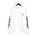 クロムハーツ CHROME HEARTS 【 SWTSHRT PLVR 】 袖フローラル バック ホースシュー プリント プルオーバー フーディ パーカー ホワイト サイズXXL h4941【中古】