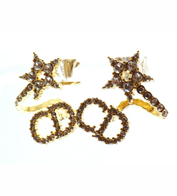 ディール DIOR スター CD ロゴ ラインストーン ピアス　ゴールド×クリア　47354【中古】