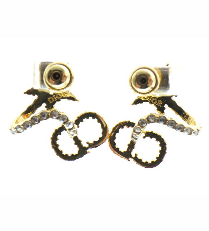 ディール DIOR スター CD ロゴ ラインストーン ピアス　ゴールド×クリア　47354【中古】
