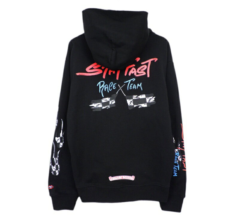 クロムハーツ CHROME HEARTS 【 PPO STAY FAST RACE TEAM HD PLVR 】 ステイファースト プリント フーディ パーカー ブラック サイズL w25790【中古】