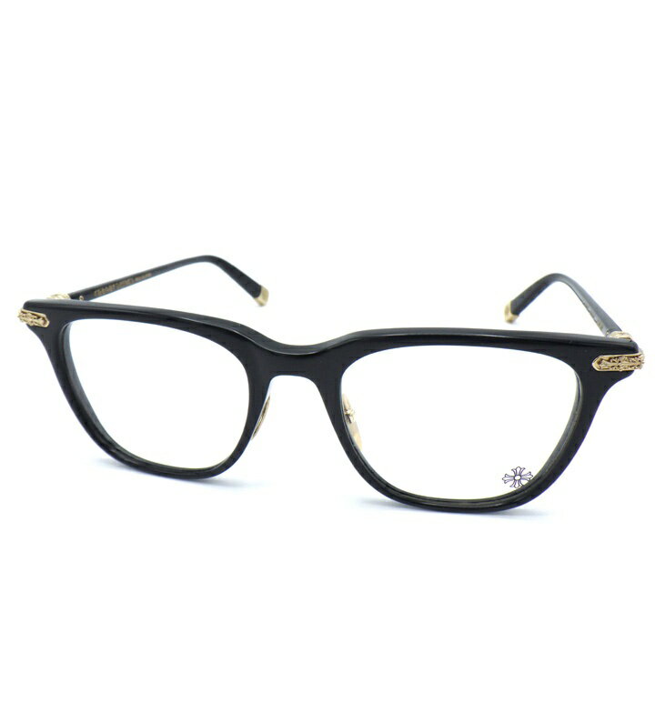 クロムハーツ CHROME HEARTS 【 DARLIN 】 サイド フローラル クロス ウェリントン フレーム アイウェア サングラス 眼鏡 ブラック×ゴールド 47371 【中古】