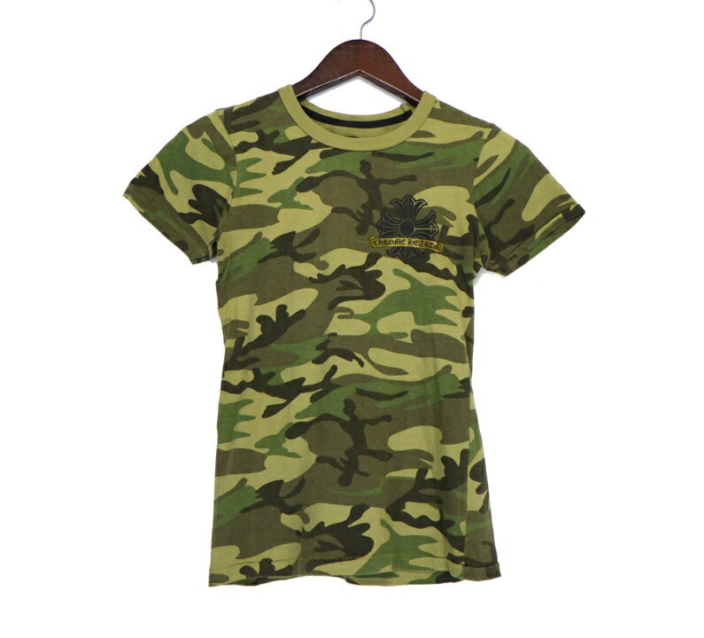 クロムハーツ CHROME HEARTS 【 CH T-SHIRT 】 ホースシュー バック プリント 迷彩 カモフラ 半袖 Tシャツ カーキ×ブラウン サイズS 47372 【中古】