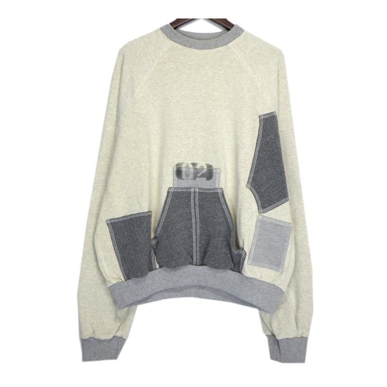 セカンド セルフ SeCND SLF パッチ スウェット トレーナー オフホワイト×グレー サイズL 47537 【中古】