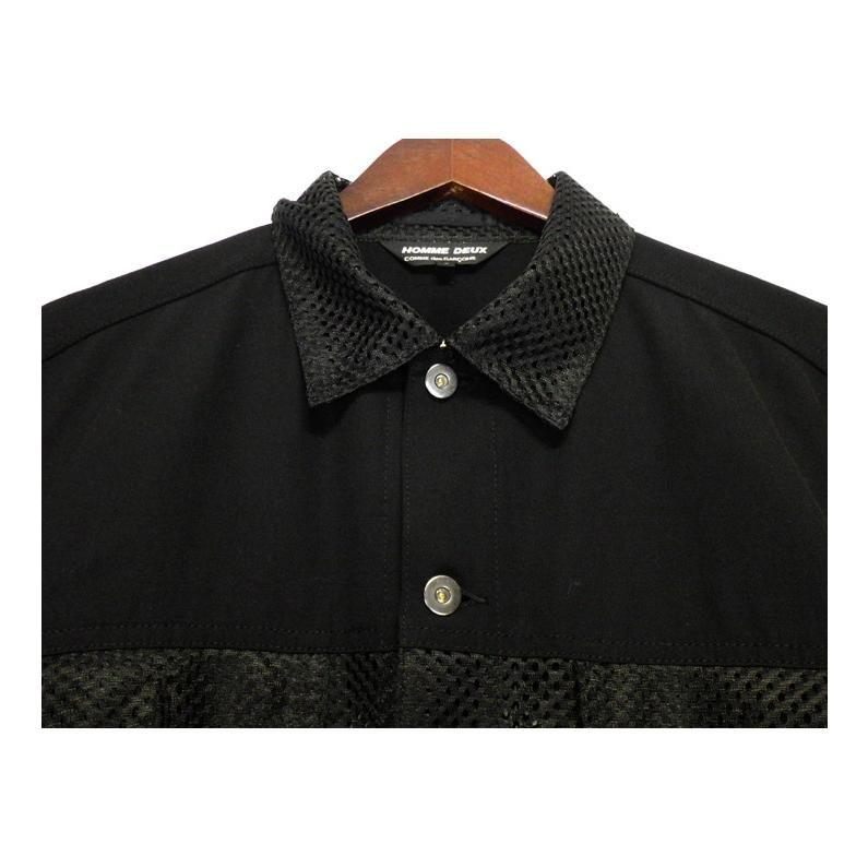 コムデギャルソンオムドゥ COMME des GARCONS HOMME DEUX 25SS 【 DO J049 】 エステル メッシュ ウール ギャバジン シャツ ブラック サイズL 47694 【中古】