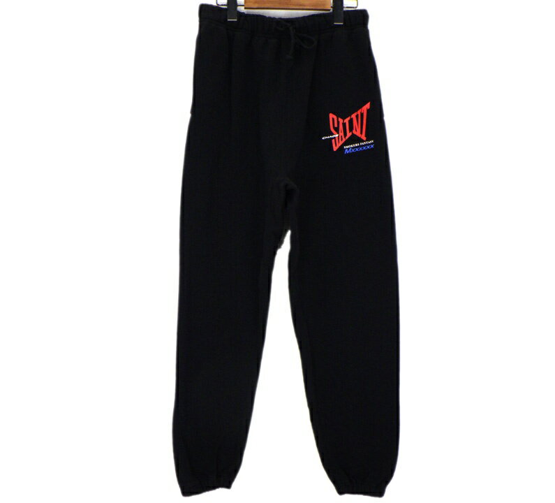 セントマイケル SAINT MICHAEL 26SS 【 RIBBON SAINT SM HR1 0000 059 】 リボン ロゴ プリント スウェット パンツ ブラック サイズS 48184【中古】