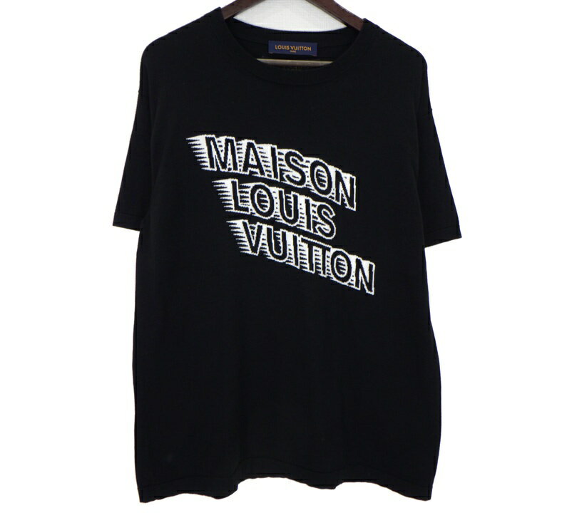 ルイヴィトン LOUIS VUITTON 21AW 【 MAISON RM2129 HA0 HLN31W 】 フロント 刺繍 メゾン ロゴ 半袖 ニット セーター ブラック サイズXL h7242【中古】
