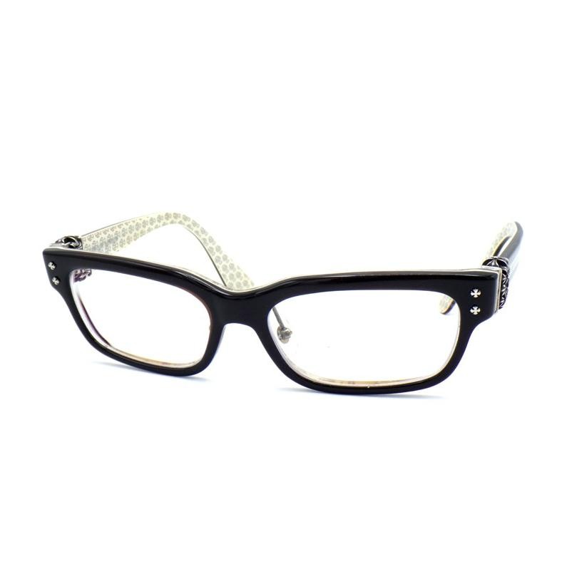 クロムハーツ CHROME HEARTS 【 HEY JACK U LATE A 】 セメタリークロス 総柄 テンプル ウェリントン 眼鏡 ダークブラウン×ホワイト 48815 【中古】
