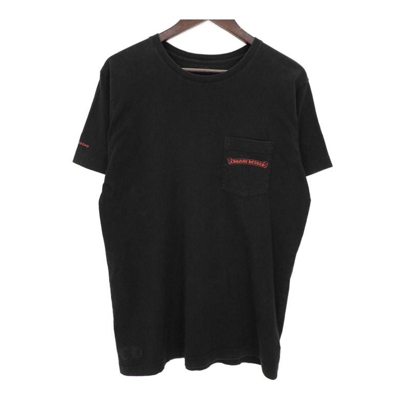 CHROME HEARTS クロムハーツ スター ホースシュー 半袖VネックTシャツ サイズM ブラック コットン 美品 中古 4b013690 Chrome Hearts - CHROME HEARTS クロムハーツ CH S/S フロントTバー