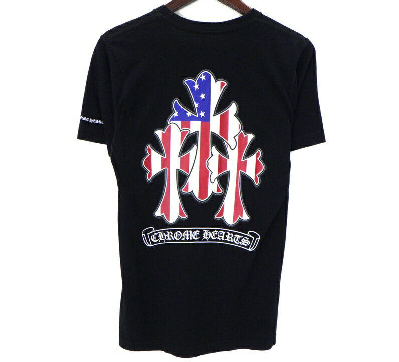 Chrome Hearts CHROME HEARTS 【CH T-SHRT】 American Flag 3 Cross Back Print Short Sleeve T-Shirt Black Size S 49203 【Used】