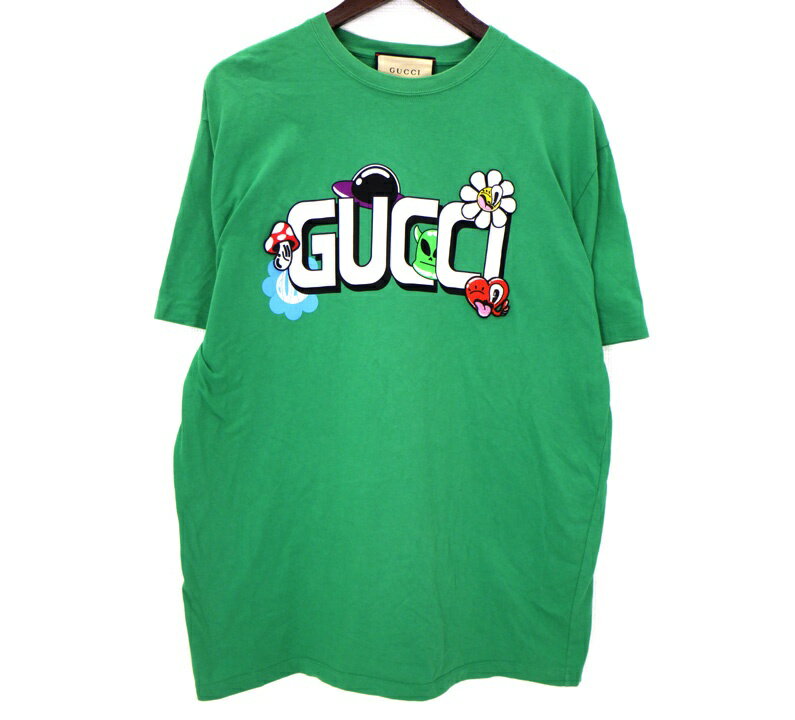 gucci///////////////\\\\\\\\\\\\\\\\\\\\\\\\\\\\\\\\\\\\\\\\\\\\\\\\\\\\\\\\\\\\\\\' - グッチ GUCCI × ハティスチュワート Hattie Stewart 24SS 【 785345 XJGI9 】 ロゴ Tシャツ グリーン サイズXL 49362 【中古】